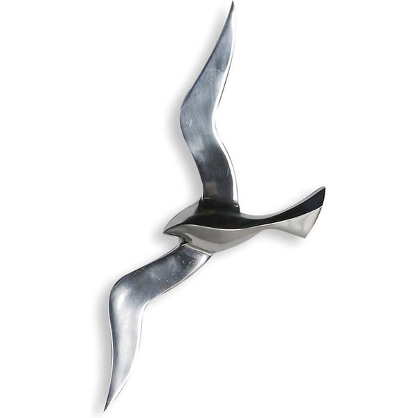 GILDE Wanddekoobjekt Wandobjekt Vogel Flying Bird (1 St), Poliertes Aluminium, maritimer Look, Wandeko