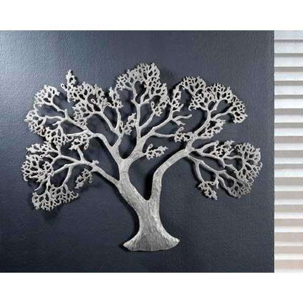 GILDE Wanddekoobjekt Wandrelief Baum, silber (1 St), Wanddeko, aus Metall, dekorativ im Esszimmer & Wohnzimmer