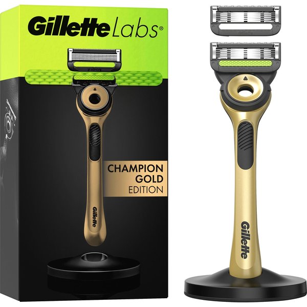 Gillette Nassrasierer Labs Champion Gold Edition, 1-tlg., inkl. 2 Ersatzklingen & Magnetischer Dock