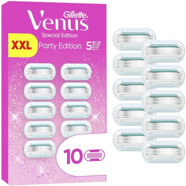 Gillette Venus Rasierklingen Party Edition, 10-tlg., 10er Pack, SkinCushion-Gleitstreifen mit SkinElixir