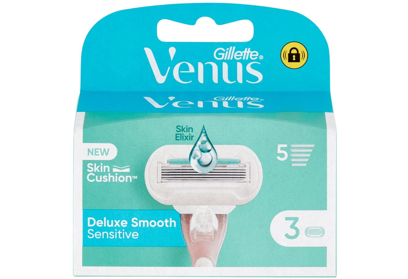Gillette Venus Rasierset Comfortglide Sensitive, 4-tlg., für empfindliche Haut mit Gel, Rasierer & 6 Ersatzklingen – Bild 3 von 4