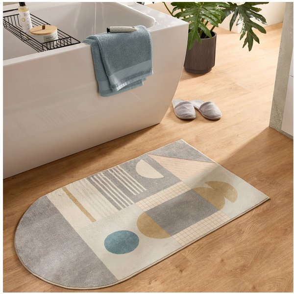 Gino Falcone Badematte Ariella GF-142, Höhe 7 mm, rutschhemmend beschichtet, fußbodenheizungsgeeignet, Polyester, rechteckig, Badteppich, bedruckt, modernes Des