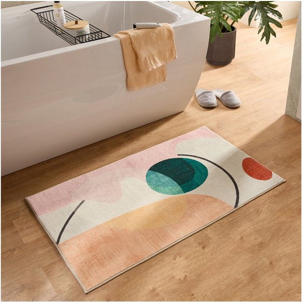 Gino Falcone Badematte Ariella GF-149, Höhe 7 mm, rutschhemmend beschichtet, fußbodenheizungsgeeignet, Polyester, rechteckig, Badteppich, bedruckt, modernes Des