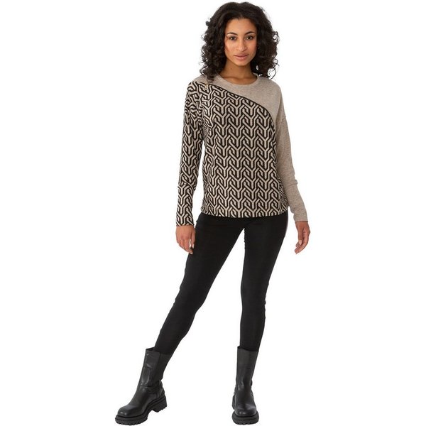 Gio Milano Rundhalspullover G29-7602, Gio Milano Pullover Ornament mit Zip