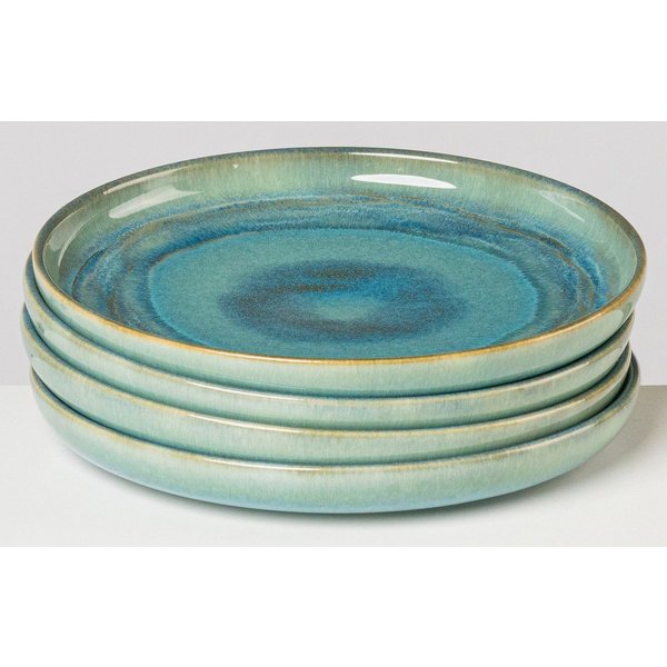 Gipfelstück Dessertteller Teller Set, Tiefer See, (4 St), Scandi-Style, glänzende Reaktivglasur, jedes Stück ein Unikat