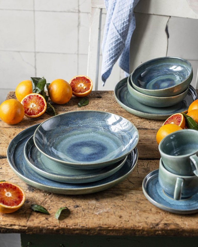 Gipfelstück Dessertteller Teller Set, Tiefer See, (4 St), Scandi-Style, glänzende Reaktivglasur, jedes Stück ein Unikat – Bild 5 von 5