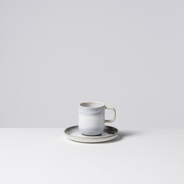 Gipfelstück Espressotasse Tiefer See, 8-tlg., Steinzeug, Scandi-Style, glänzende Reaktivglasur, jedes Stück ein Unikat