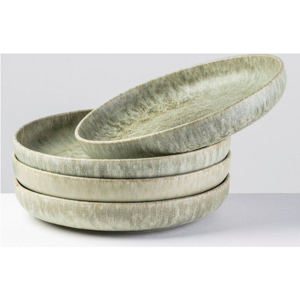 Gipfelstück Suppenteller Teller Set, Moos'n'Stein, (4 St), Scandi-Style, glänzende Reaktivglasur, jedes Stück ein Unikat