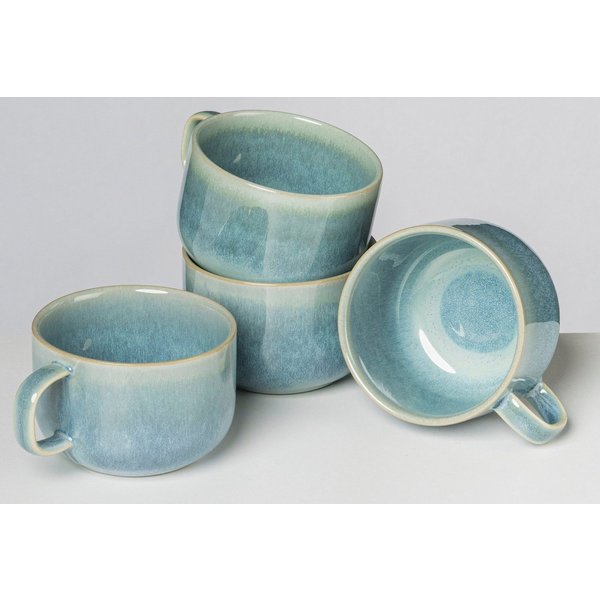 Gipfelstück Tasse Tiefer See, 4-tlg., Steinzeug, Scandi-Style, Reaktivglasur, jedes Stück ein Unikat, 4-teilig
