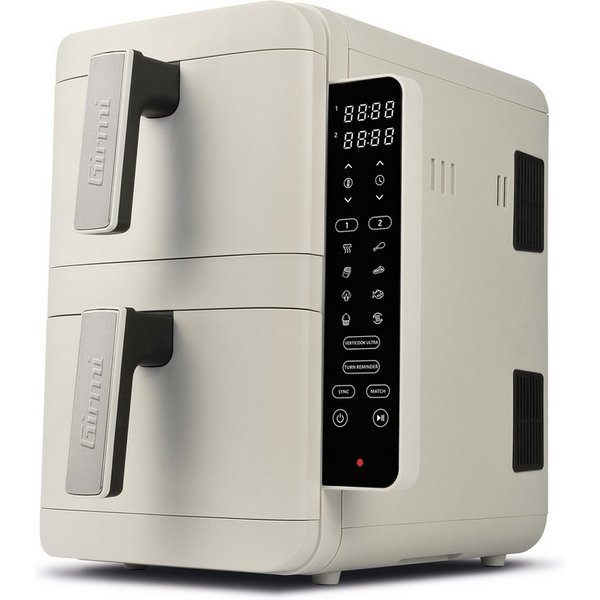Girmi Heißluftfritteuse FG4101 Ecofrit Dual FG41 9 Liter, 2 Garkörbe, SYNC- & MATCH-Funktion, 2400 W, 2 Garzonen je 4,5 Liter, 9 Programme, Zubehör