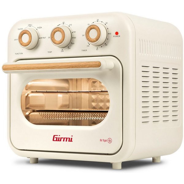 Girmi Heißluftfritteuse & Multifunktionsofen FG2801 Ecofrit 14L FG28, Maxi-Lüfter, bis 230 °C, 1400 W, 5 Programme, Innenbeleuchtung, Rezeptbuch, Zubehör