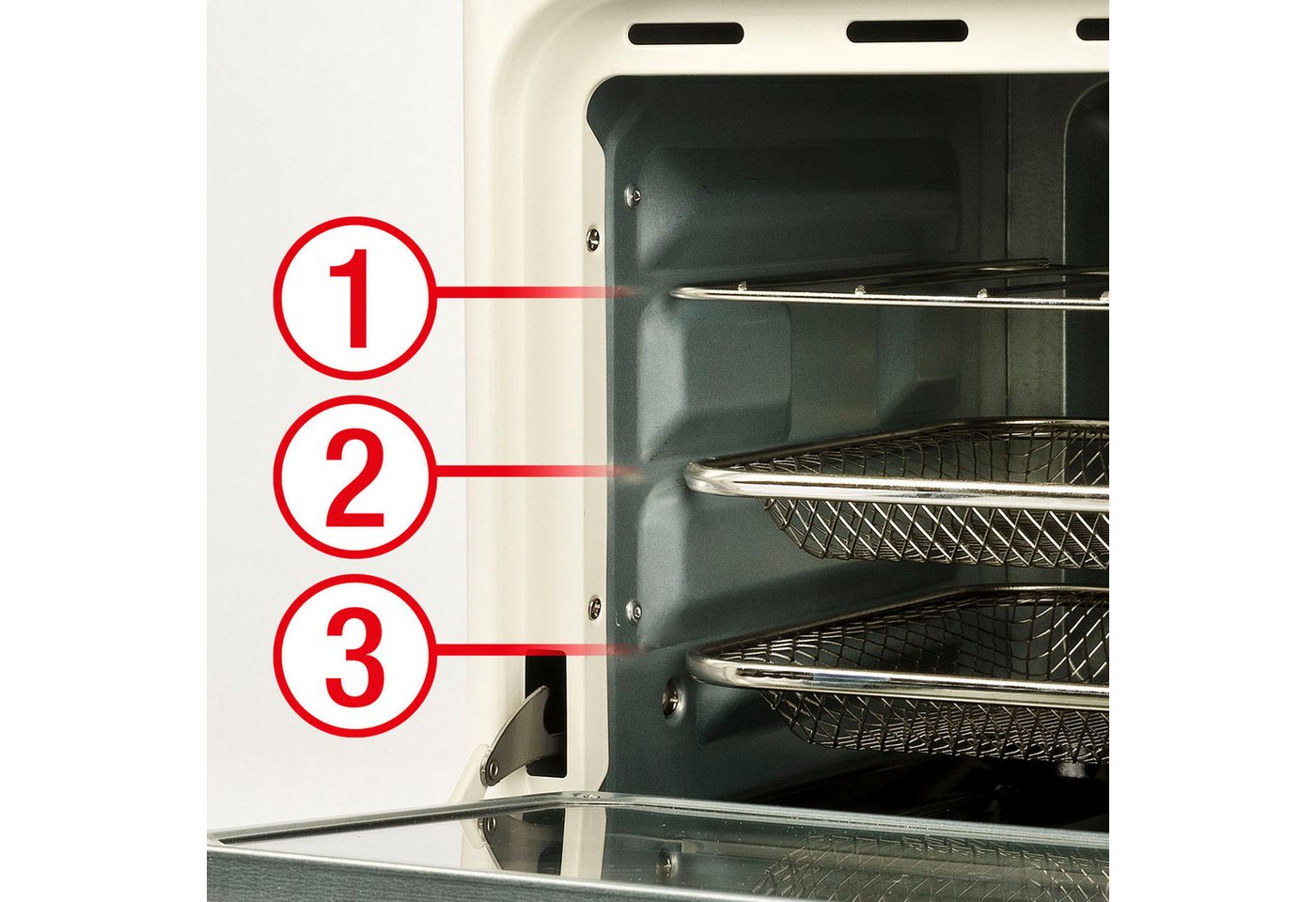 Girmi Heißluftfritteuse & Multifunktionsofen FG2801 Ecofrit 14L FG28, Maxi-Lüfter, bis 230 °C, 1400 W, 5 Programme, Innenbeleuchtung, Rezeptbuch, Zubehör – Bild 3 von 5