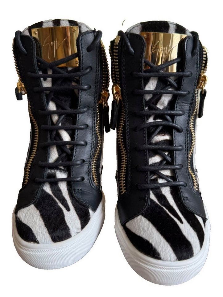 GIUSEPPE ZANOTTI DESIGN Lorenz Sneaker Zebra Ponyfell Gold Wedgesneaker Limitierte Sammlerstück mit ikonischem Wiedererkennungswert – Bild 2 von 5