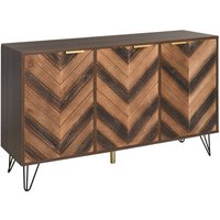 Anrichte 120x38x76,5 cm mit Massivholzfurnier und stabilen Eisenfüßen, Anrichte mit vergoldeten Griffen, Holzfarbe+Schwarz Aosom.de