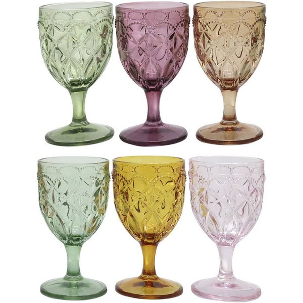 Chic Antique Gläser-Set Chic Antique - 6er Set Weingläser Weinglas 250ml Bunt mit Muster, Glas