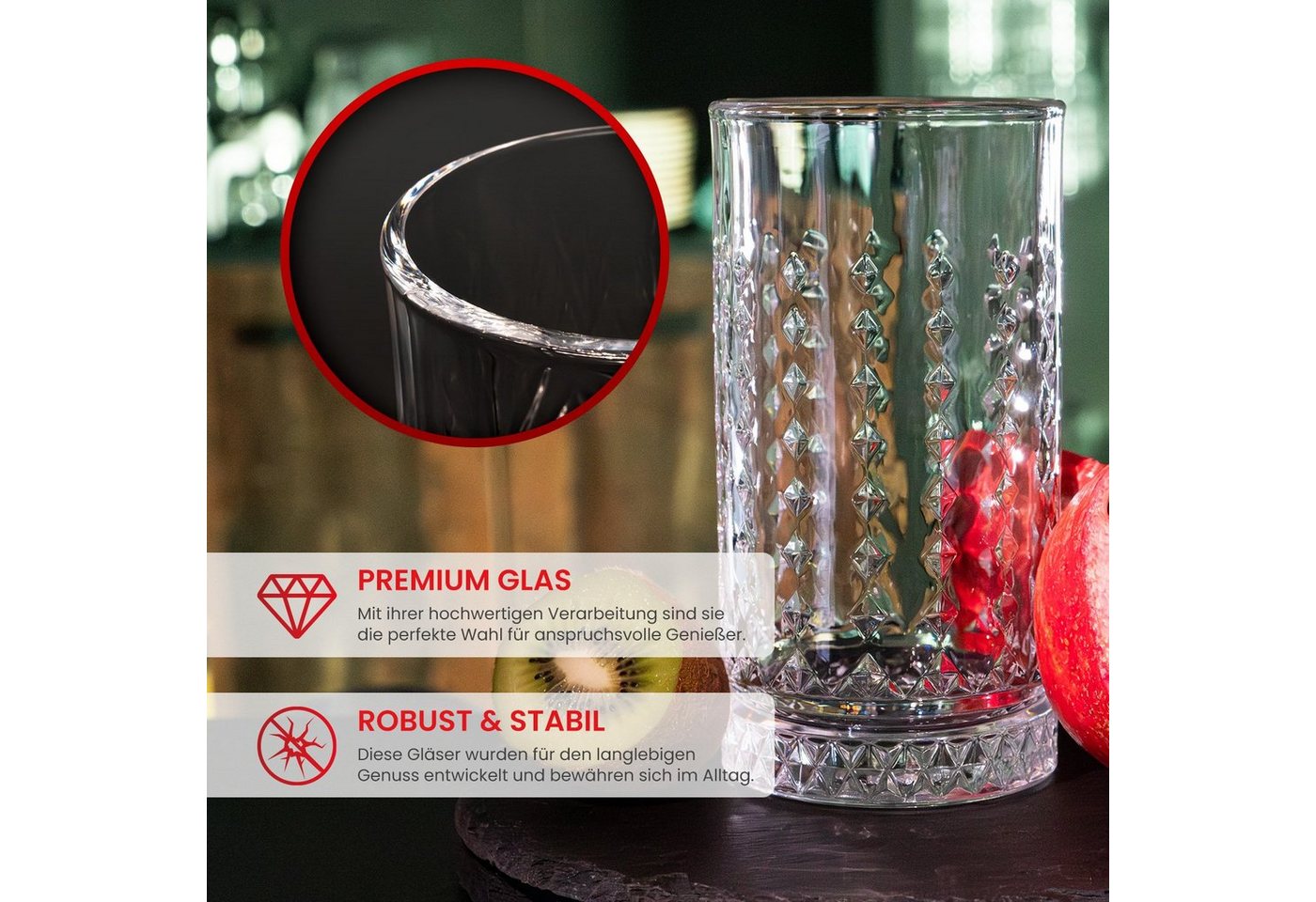 GENTOR Gläser-Set GENTOR 4er Set Longdrinkglas-Set Wasserglas Saftglas Kristallglas, 4-teilige Kristallgläser 460ml – Bild 5 von 5