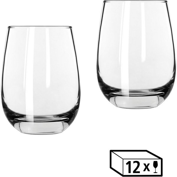 LIBBEY Gläser-Set Libbey Weinglas, 12er Set -STEMLESS-, 12-tlg., Glas, 451 ml, hochwertig verarbeitet, im modernen Design