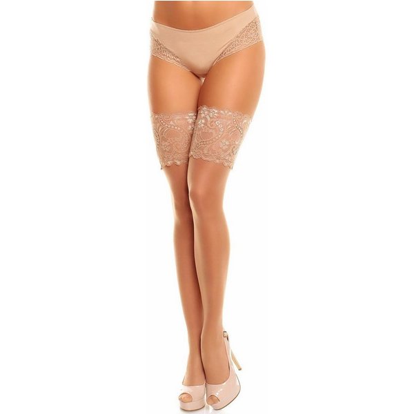 GLAMORY Halterlose Feinstrümpfe Comfort (1-Paar) Breiter Spitzenabschluß, leichter Glanz, sehr elastisch, bis