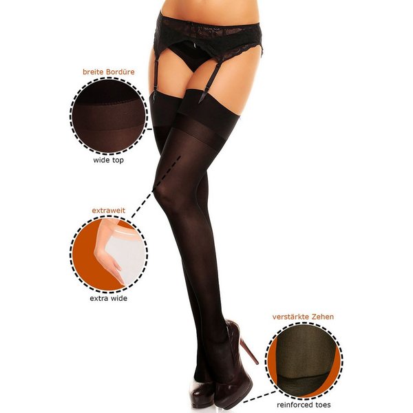 GLAMORY Strapsstrümpfe Noir (1-Paar) Plus Size, Microfaser