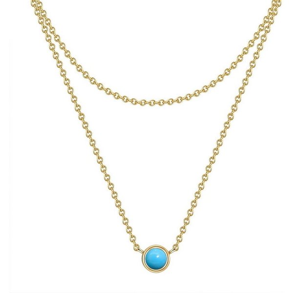 Glanzstücke München Silberkette gelbgold, Kette mit Anhänger Sterling Silber gelbgold Türkis (rek)