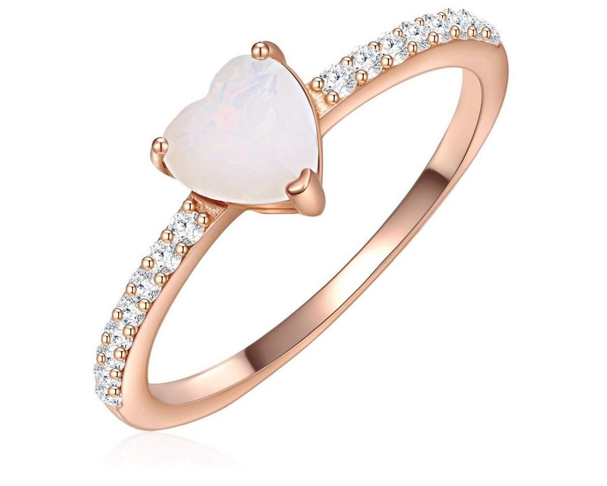 Glanzstücke München Silberring Herz roségold, Ring Sterling Silber roségold Mondstein (synth) Zirkonia weiß – Bild 3 von 5