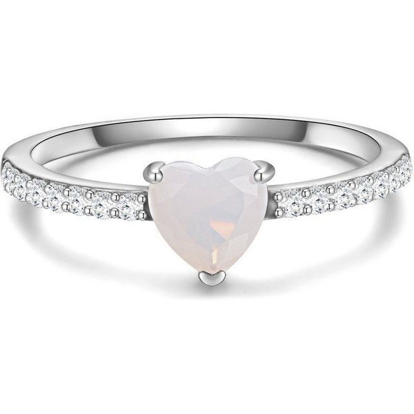 Glanzstücke München Silberring Herz silber, Ring Sterling Silber Mondstein (synth) Zirkonia weiß
