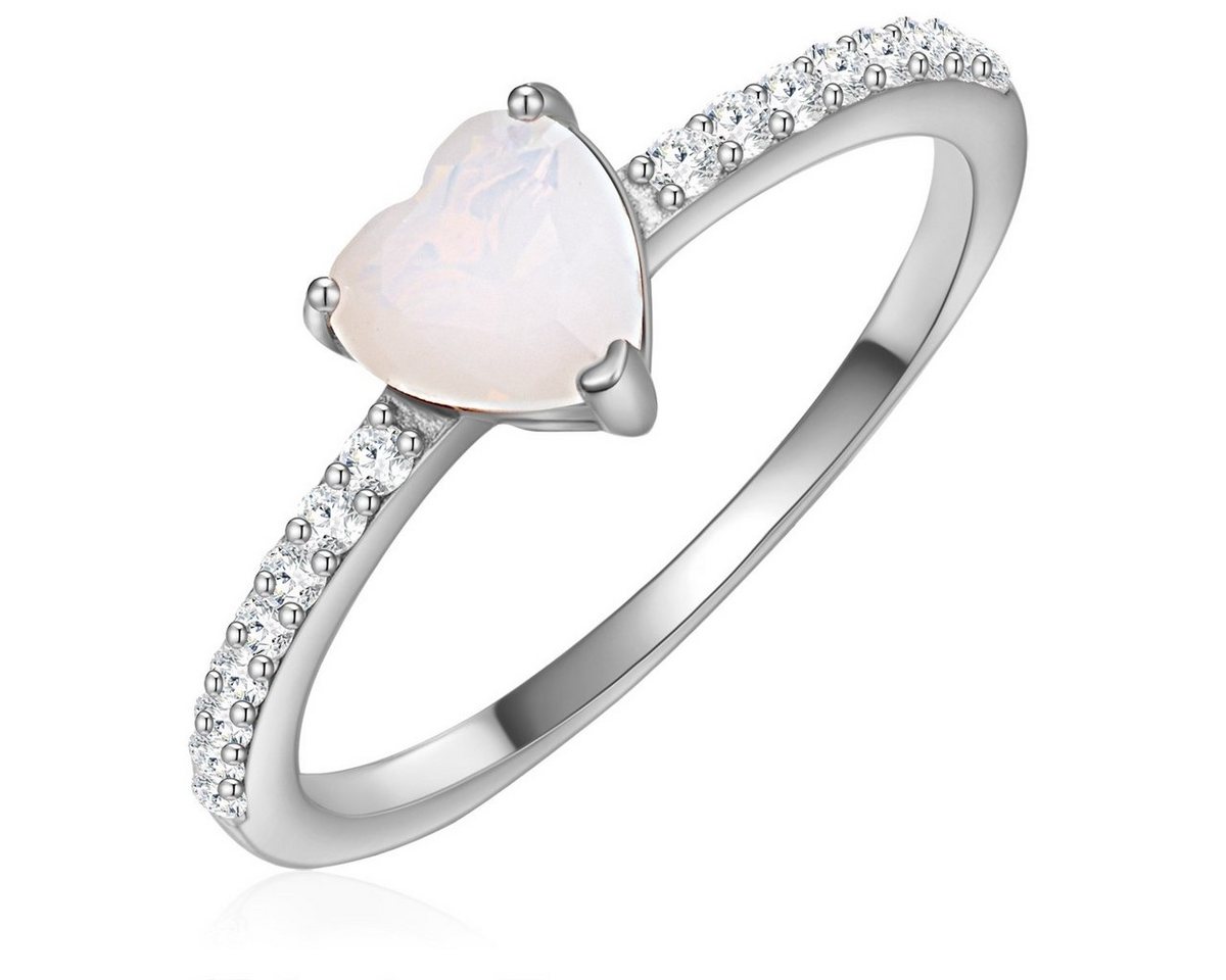 Glanzstücke München Silberring Herz silber, Ring Sterling Silber Mondstein (synth) Zirkonia weiß – Bild 3 von 5