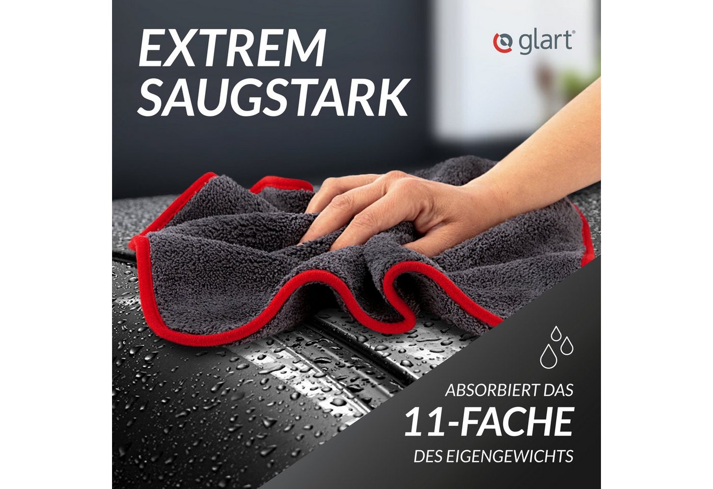 Glart 44TP Auto Trockentuch Microfasertuch Autopflege Poliertuch 40x40cm Mikrofasertuch (80% Polyester, 20% Nylon, 40x40 cm) – Bild 3 von 5