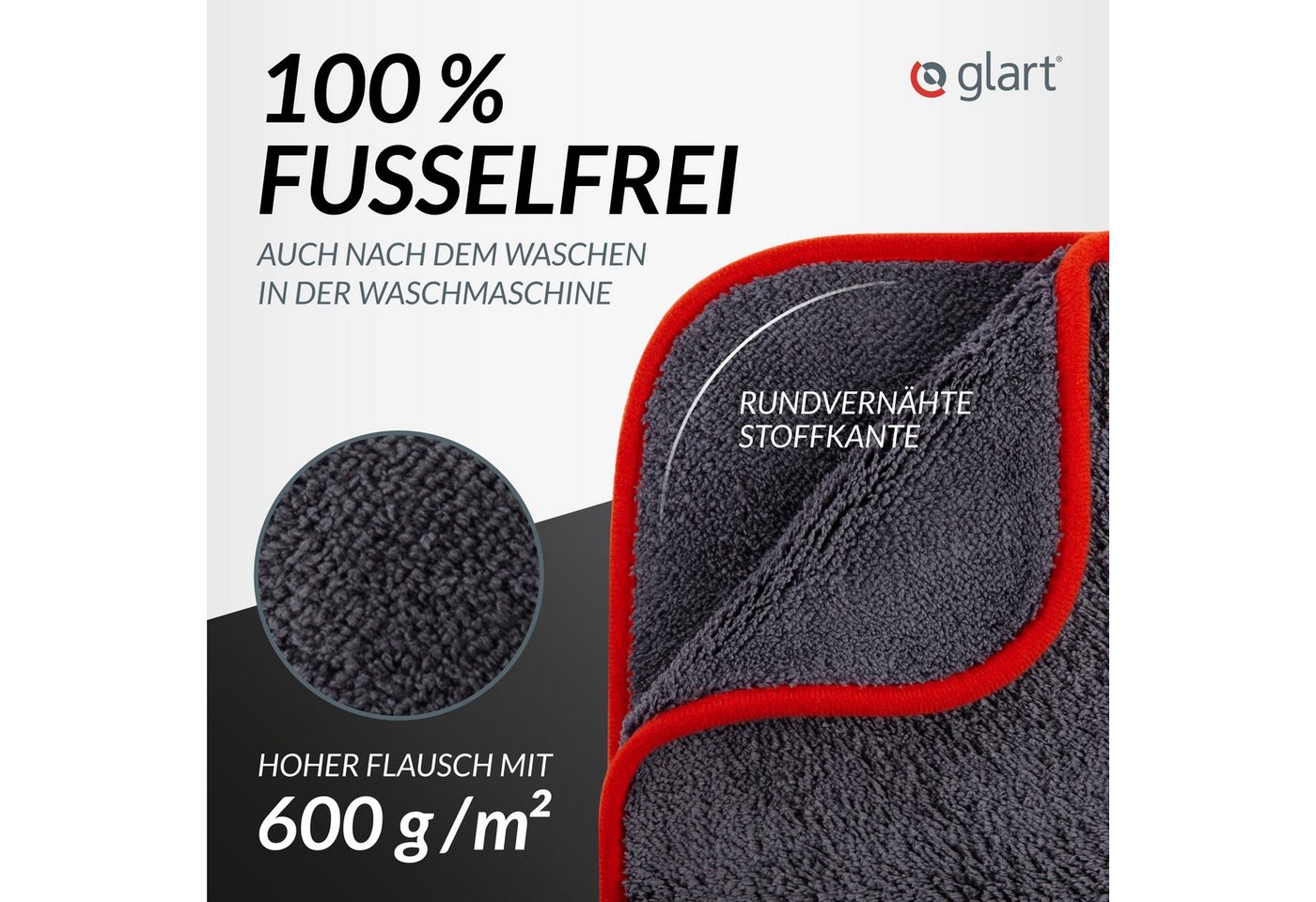 Glart 44TP Auto Trockentuch Microfasertuch Autopflege Poliertuch 40x40cm Mikrofasertuch (80% Polyester, 20% Nylon, 40x40 cm) – Bild 4 von 5