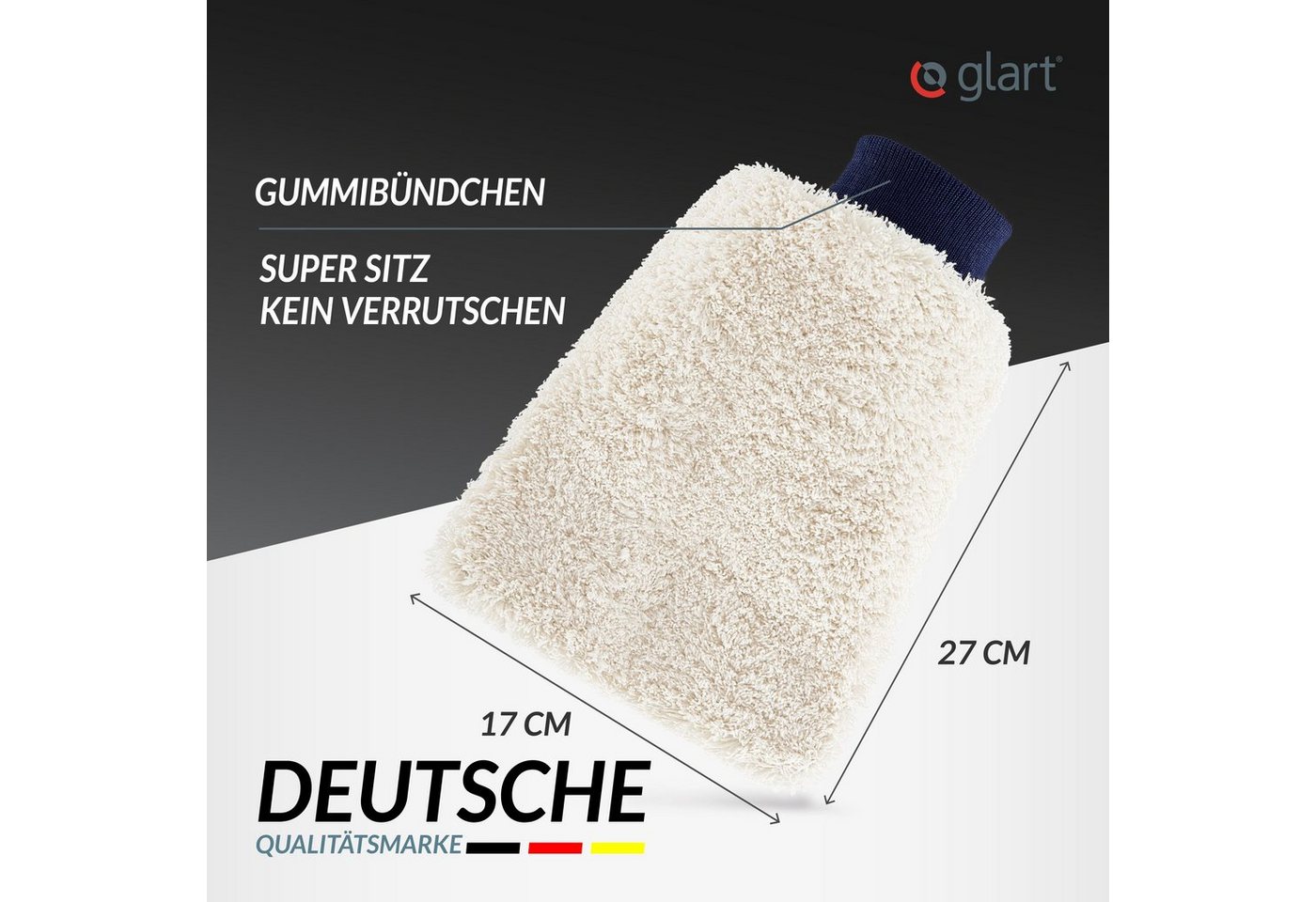 Glart 44WH Mikrofaser Auto Waschhandschuh Premium kratzerfrei saugstark Mikrofasertuch (80% Polyester, 20% Nylon) – Bild 5 von 5