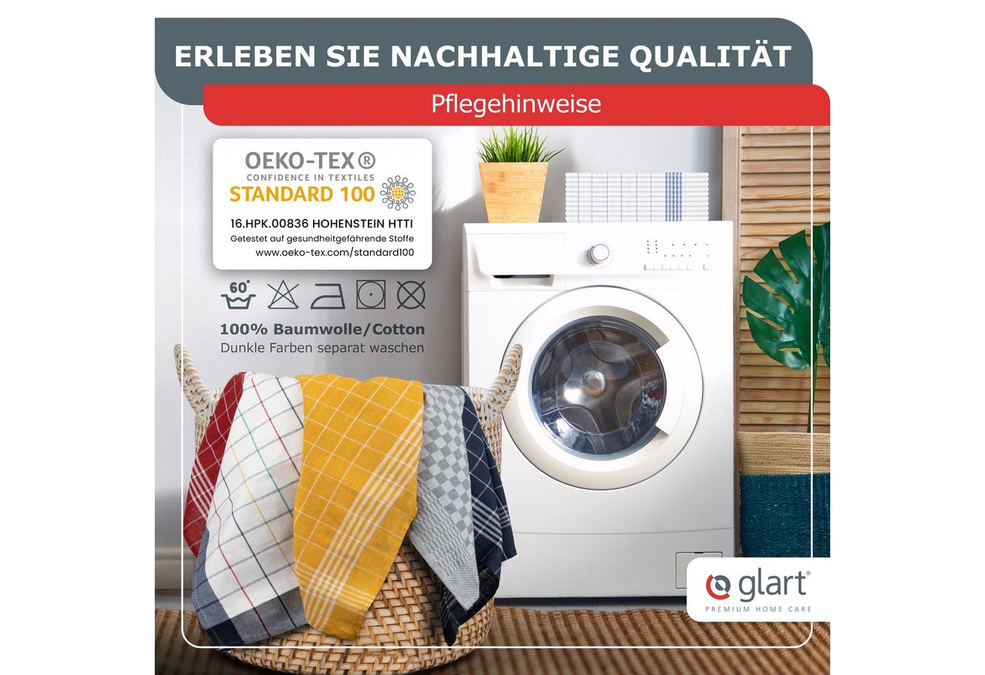 Glart Geschirrtuch 48GI2 10 St. Geschirrtücher Küchentücher 50x70 cm 100% Baumwolle grau – Bild 3 von 5