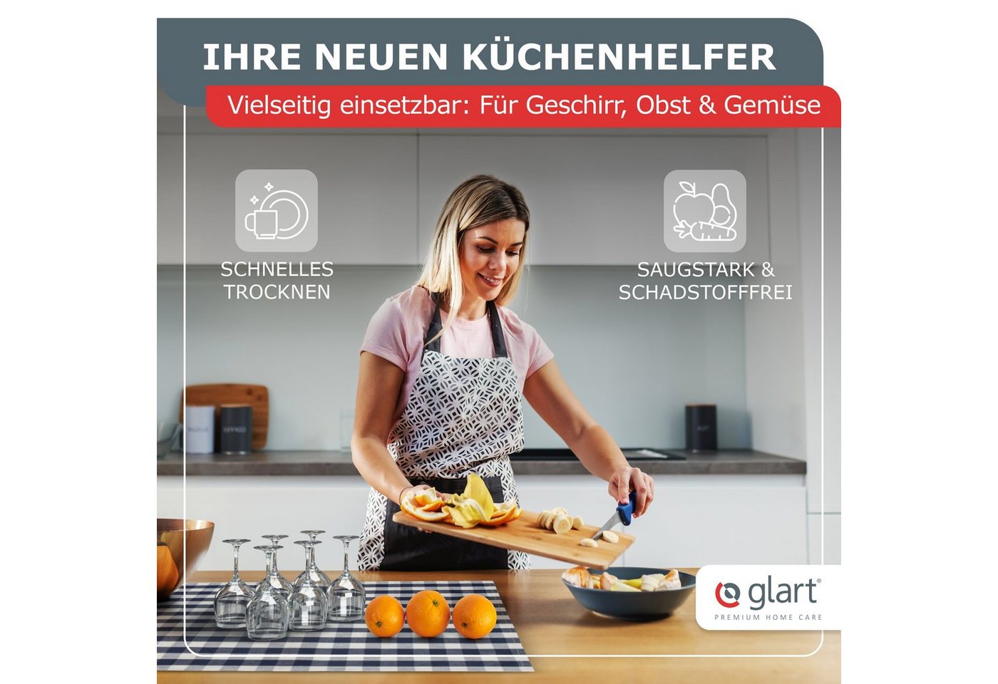 Glart Geschirrtuch 48GI2 10 St. Geschirrtücher Küchentücher 50x70 cm 100% Baumwolle grau – Bild 4 von 5