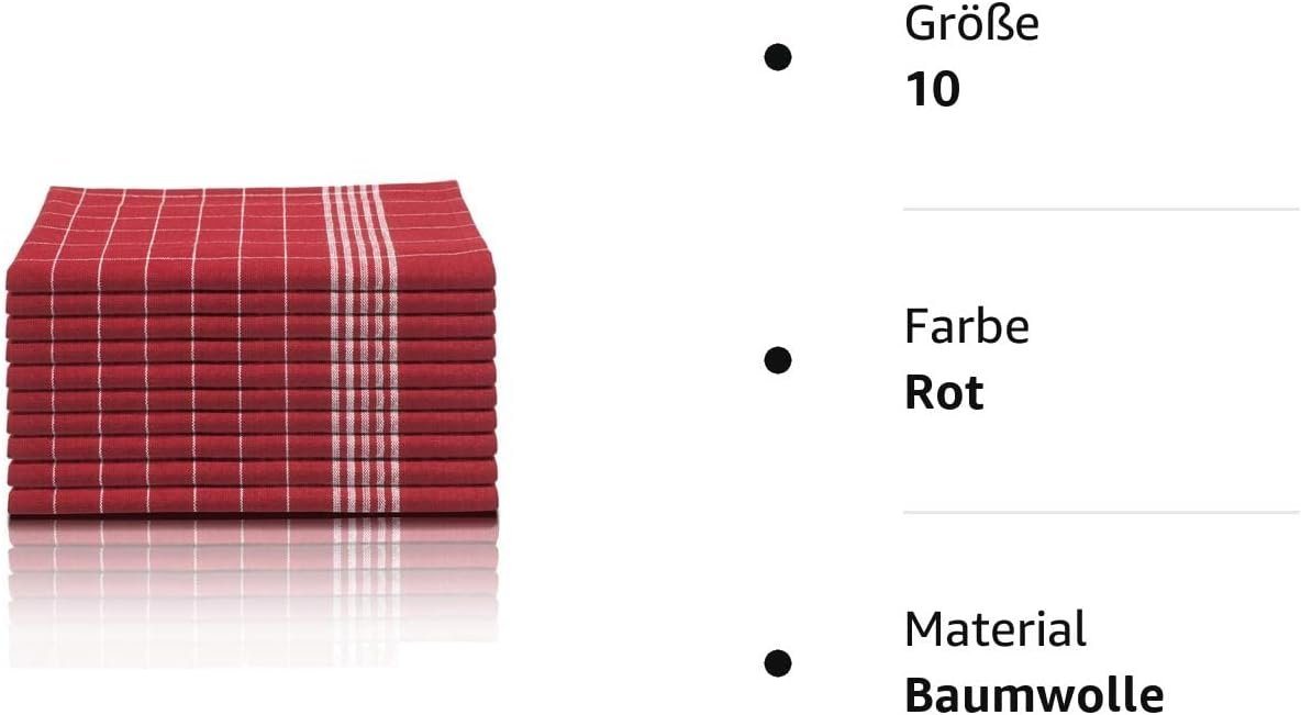 Glart Geschirrtuch 48RI2 10 St. Geschirrtücher Küchentücher 50x70 cm 100% Baumwolle rot – Bild 5 von 5