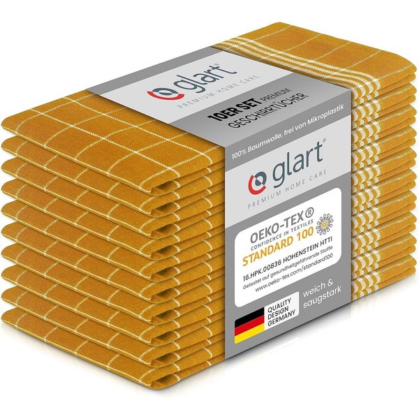 Glart Geschirrtuch 48YI2 10 St. Geschirrtücher Küchentücher 50x70 cm 100% Baumwolle gelb