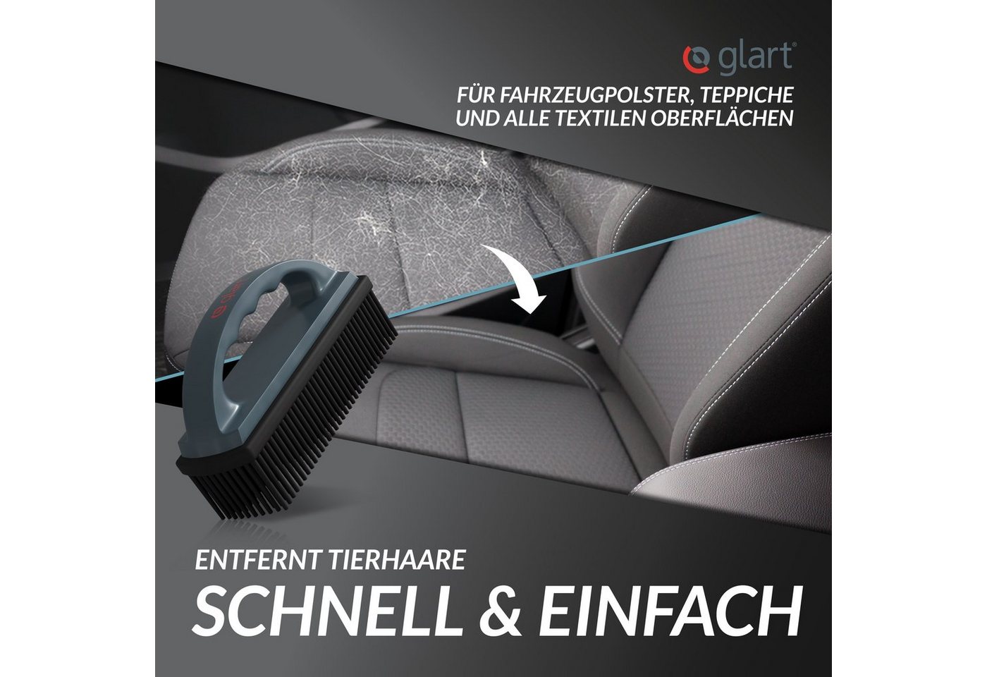 Glart Tierhaarentferner 45THB Premium Tierhaarbürste entfernt Tierhaare von Polstern Teppichen – Bild 3 von 5