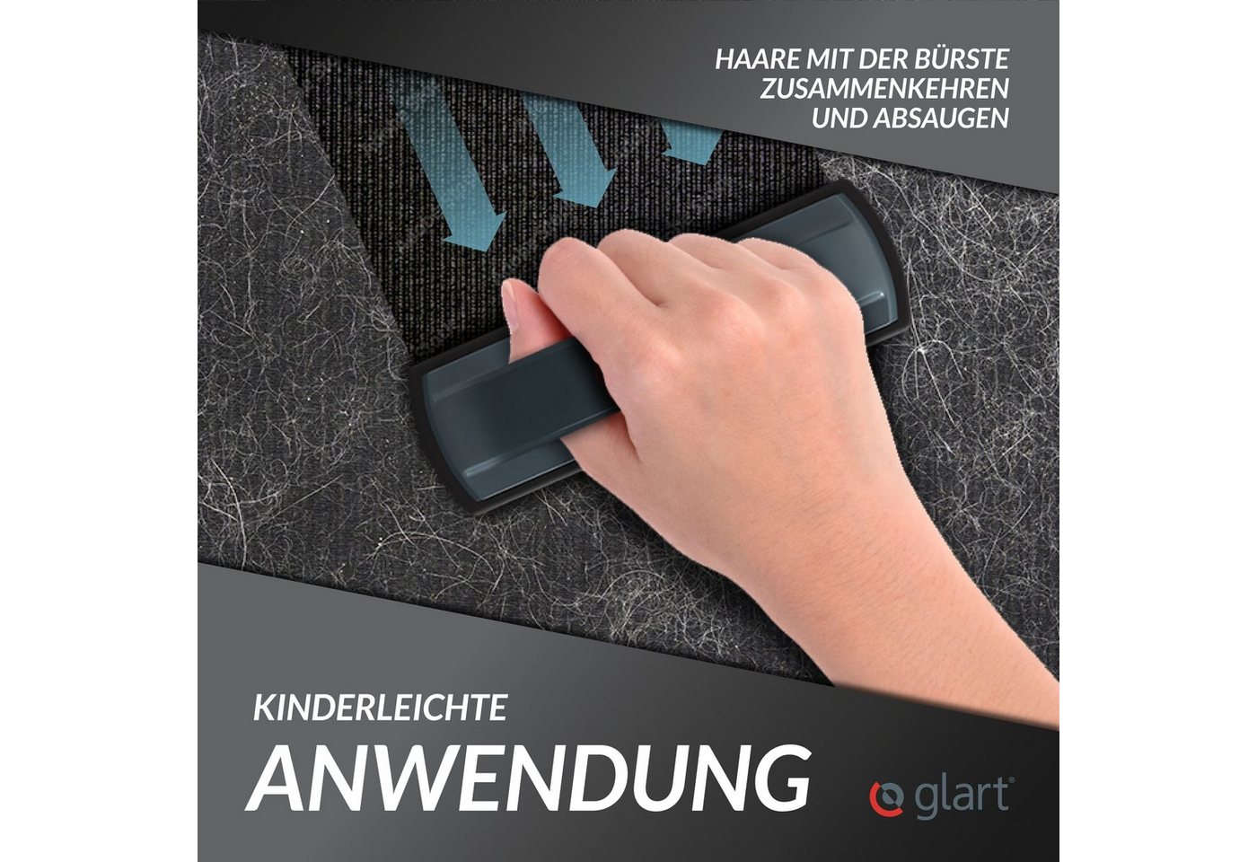 Glart Tierhaarentferner 45THB Premium Tierhaarbürste entfernt Tierhaare von Polstern Teppichen – Bild 4 von 5