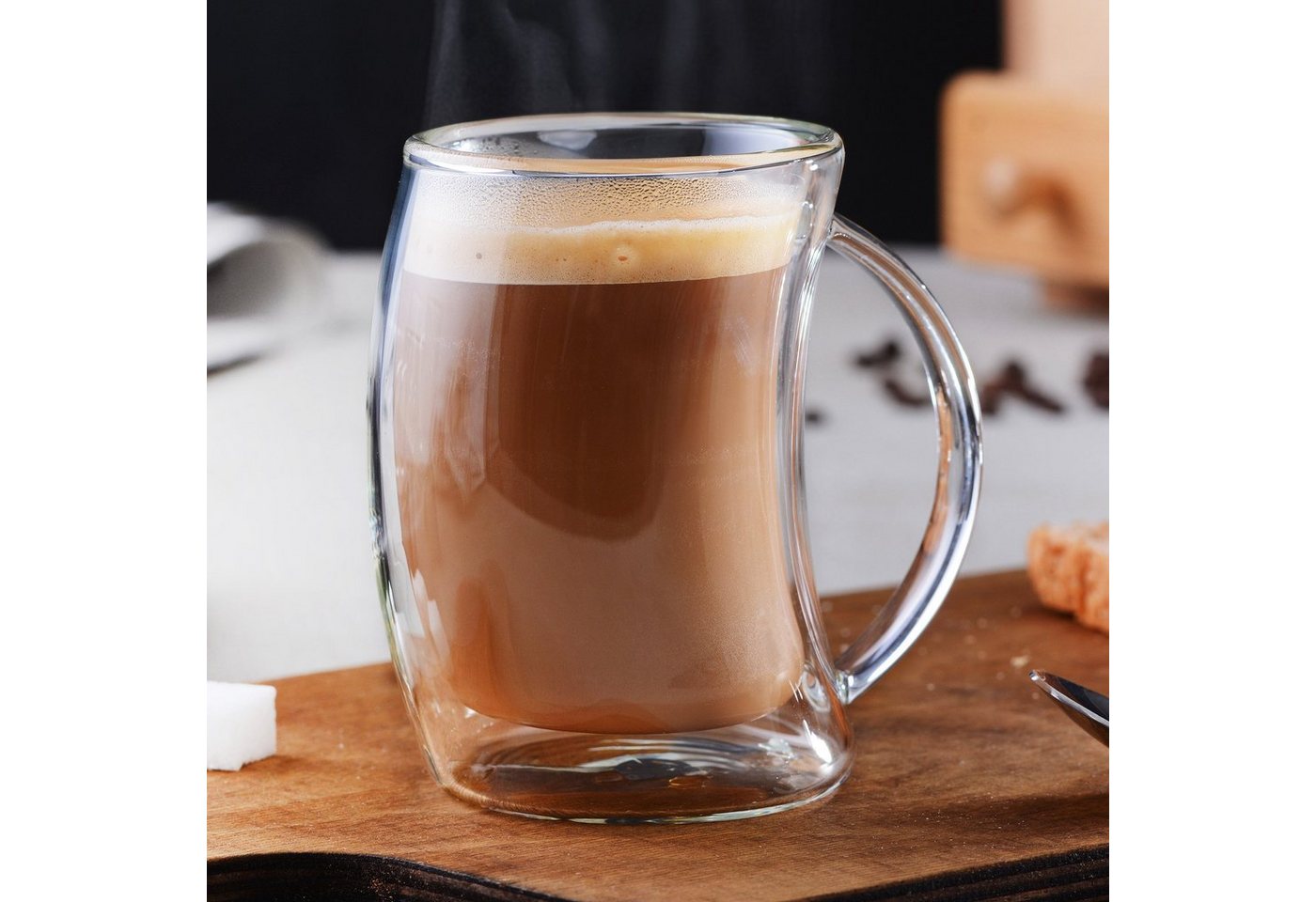 GRÄWE Glas GRÄWE Doppelwandige-Thermogläser, 200ml, 2er Set, gebogen, Glas – Bild 3 von 3