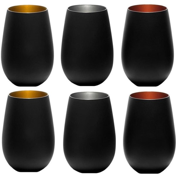 Stölzle Glas Stölzle Lausitz Elements Schwarz/bronze, silber, gold (6er Set), Glas