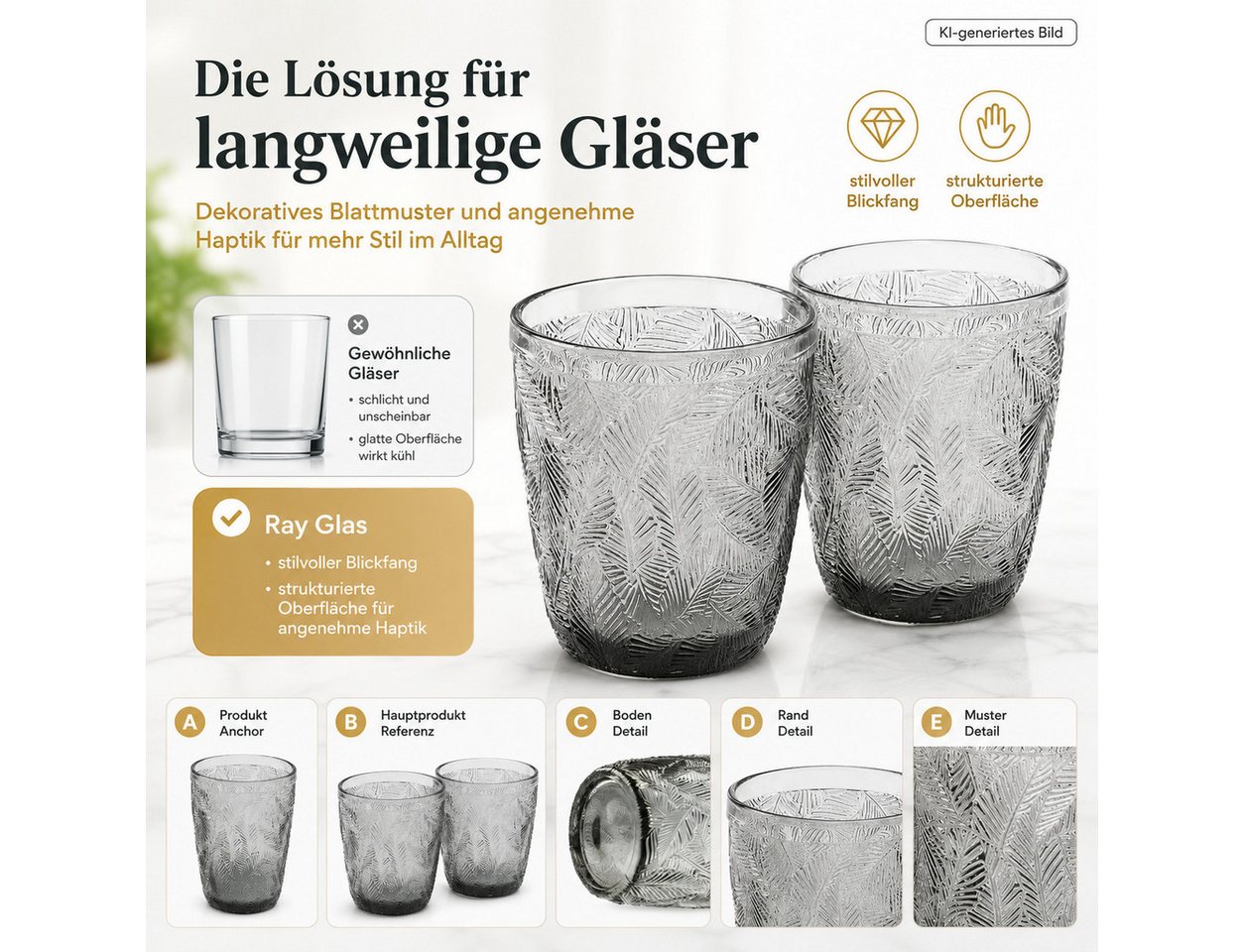 Testrut Glas Testrut Trinkglas Ray Grau, Glas – Bild 5 von 5