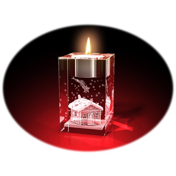 GLASFOTO.COM Teelichthalter Advents-Teelichthalter (einzeln), Weihnachten, Kristallglas, 3D-Motive (1), aus Kristallglas
