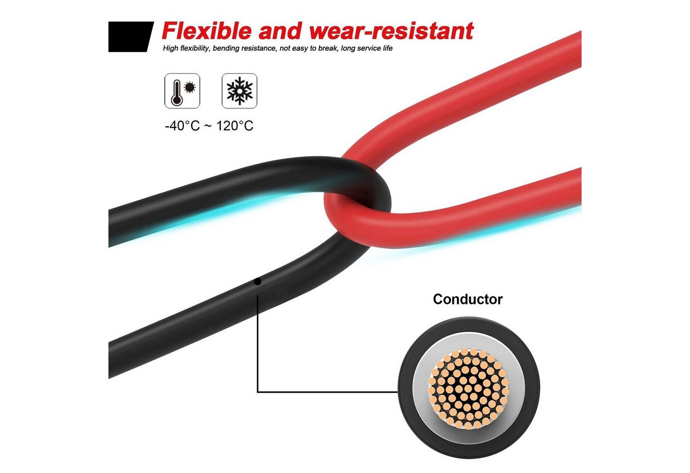 GLIESE 6mm² Rot+Schwarz Solarkabel, PV Verlängerungskabel 1000V DC 1m bis 10m Solarkabel, (1000 cm), Plug & Play, Kabellänge (wählbar): 1 m / 2 m / 3 m / 5 m /  – Bild 3 von 5