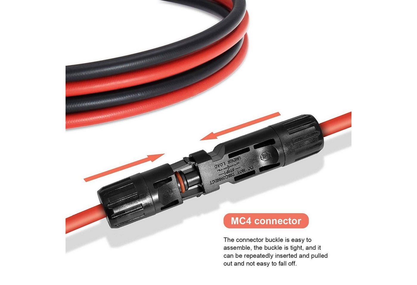 GLIESE 6mm² Rot+Schwarz Solarkabel, PV Verlängerungskabel 1000V DC 1m bis 10m Solarkabel, (1000 cm), Plug & Play, Kabellänge (wählbar): 1 m / 2 m / 3 m / 5 m /  – Bild 4 von 5