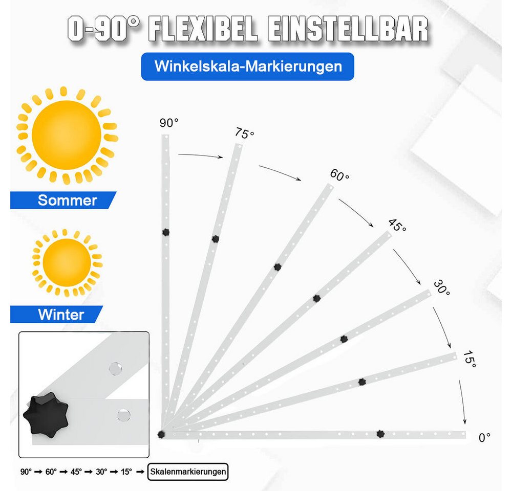 GLIESE Balkonkraftwerk Solarmodule Halterung Flachdachhalterung für Solarpanel, für balkonkraftwerk – Bild 3 von 5