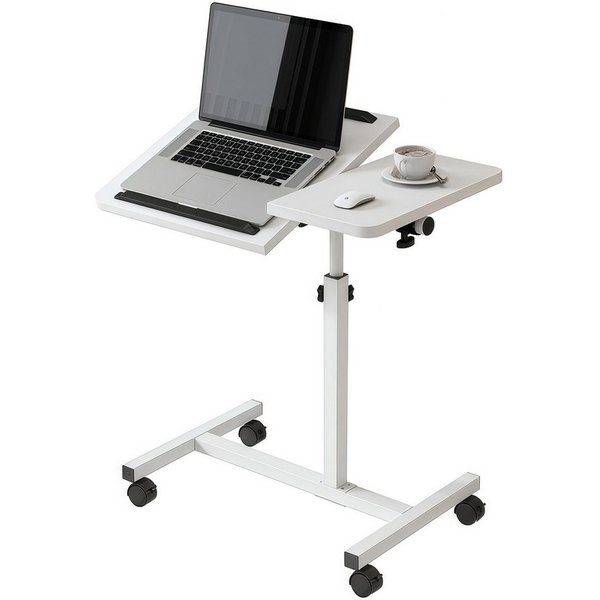 GLIESE Beistelltisch Mobiler Beistelltisch mit Rollen Neigefunktion für Bett & Sofa, Höhenverstellbar (60–90 cm), Neigbare Tischplatte (0–90)