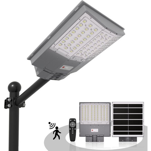 GLIESE LED Solarleuchte LED Straßenlampe mit Daemmerungssensor, mit Fernbedienung, 1000W, LED, Tageslichtweiß, Wasserdicht IP65 für Parkplatz, Garten, Hof, Stra