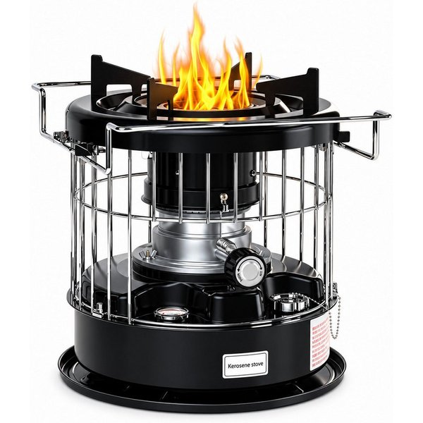 GLIESE Petroleumheizung – Brennstoffbetriebener Raumheizkörper R95, tragbar & Campingkocher, Ohne Strom, 2600 W, 12,5 h Laufzeit, Heizen & Kochen, 6,5 kg