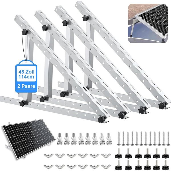 GLIESE Solaranlage 4X PV Halterung 114cm Solarmodul Balkonkraftwerk, (4-St., 2x Solarmodul Halterung inkl. Befestigungsmaterial), für Flachdächern Balkon Wohnmo