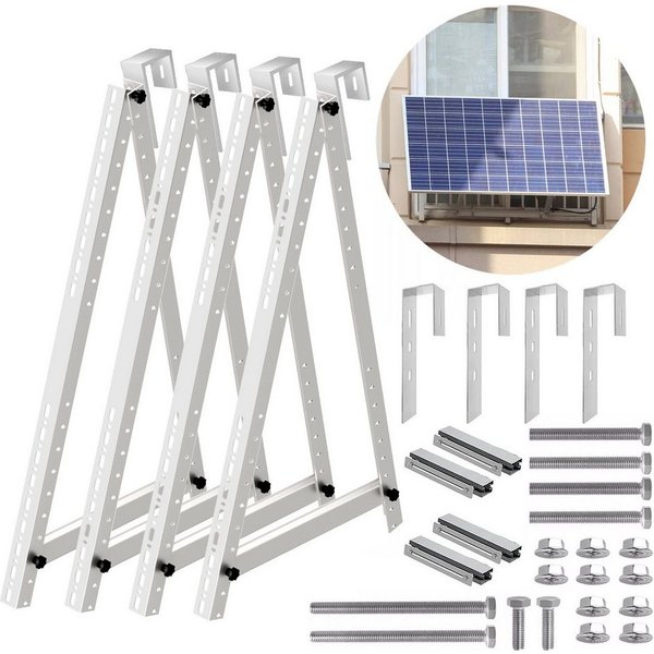 GLIESE Solaranlage 4X PV Halterung 114cm Solarmodul Balkonkraftwerk, (4-St., 2x Solarmodul Halterung inkl. Befestigungsmaterial), für Flachdächern Balkon Wohnmo