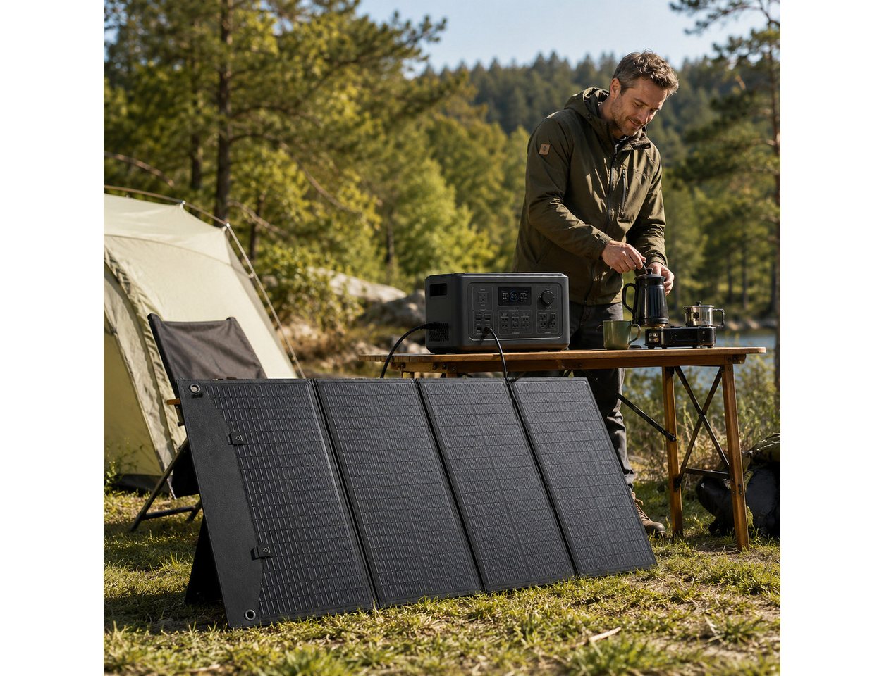 GLIESE Solarmodul 200W 18V – Faltbar, 5,2 kg, 4-in-1 Kabel, für Camping & Powerstation, Kompatibel mit 12V/24V Kraftwerken, Kühlboxen, Laptops,kleines Faltmaß – Bild 5 von 5