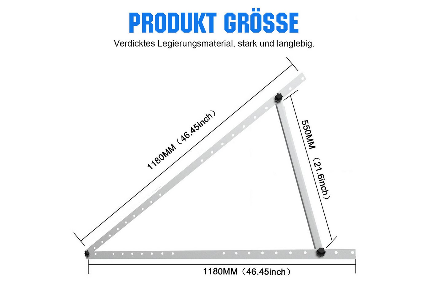 GLIESE Solarmodul-Halterung Solarmodule Halterung balkonkraftwerk halterung Neigungswinkel 0-90°, (bis 46 Zoll, Set, 4-tlg., 118cm Solarmodule Halterung, für Ba – Bild 2 von 5